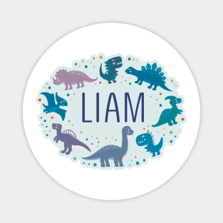 Liam name surrounded by dinosaurs Magnet